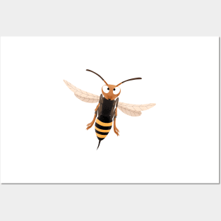 Funny angry hornet wasp cartoon illustration Posters and Art